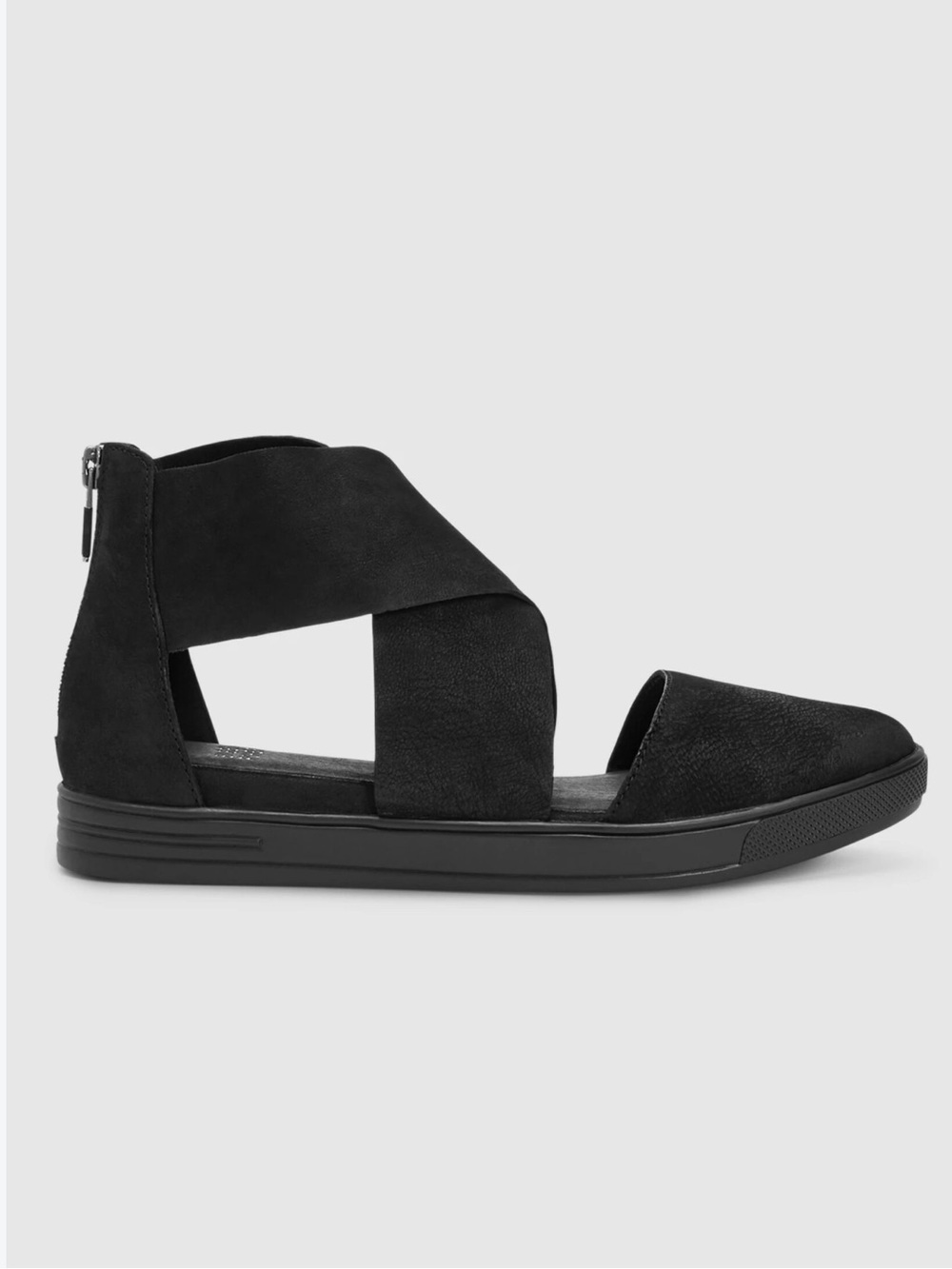 Eileen Fisher Carver Black Nubuck Leather Sandal